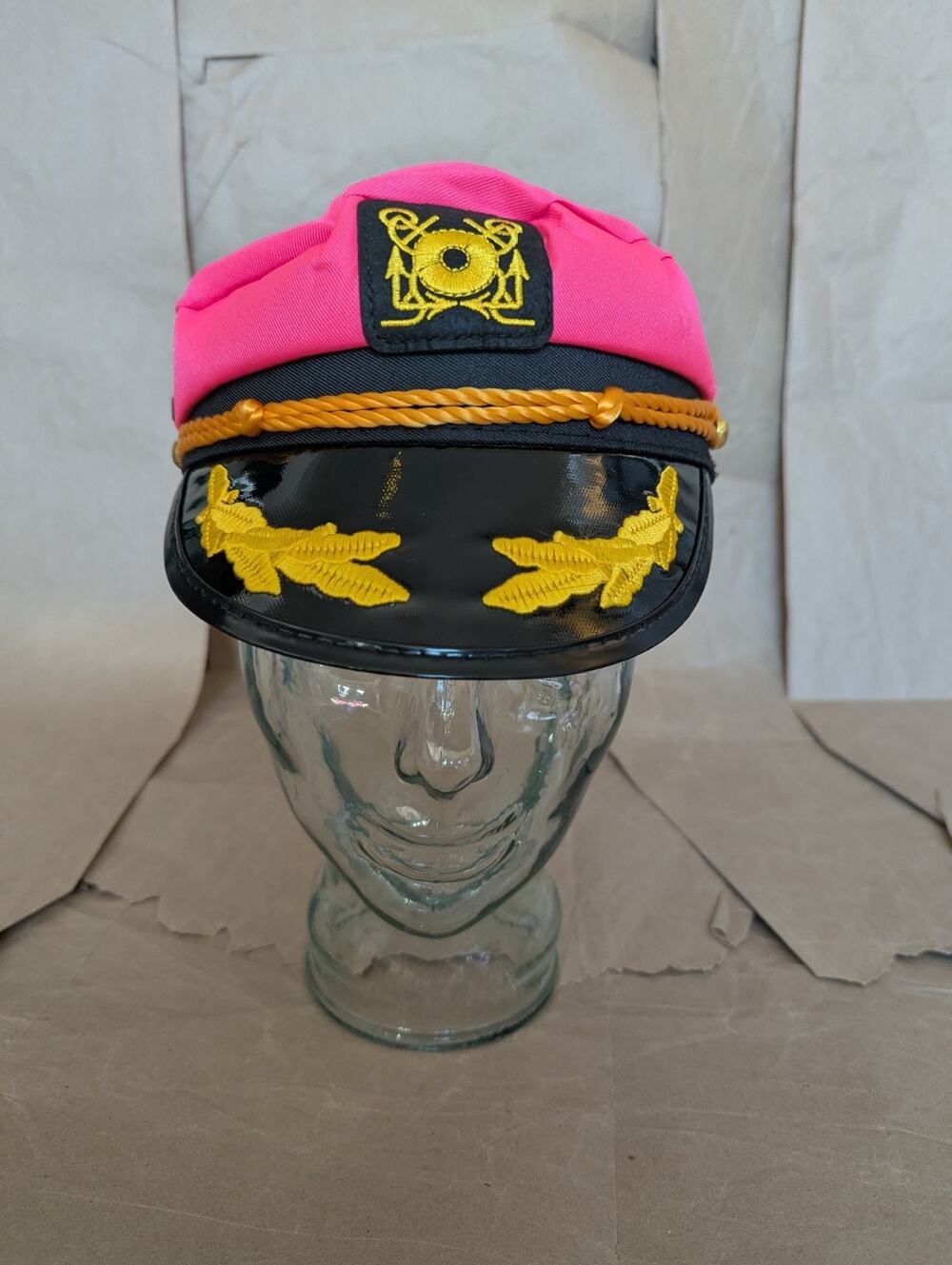 💜NWOT Hot Pink Yacht Captain Hat Gold Rope Snapback